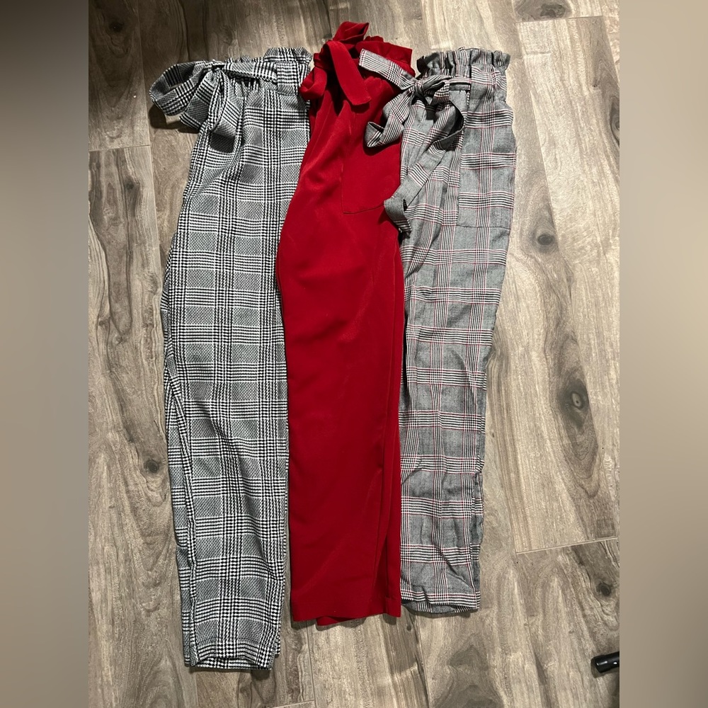 High Waisted Paper Bag Cropped Pants Bundle
